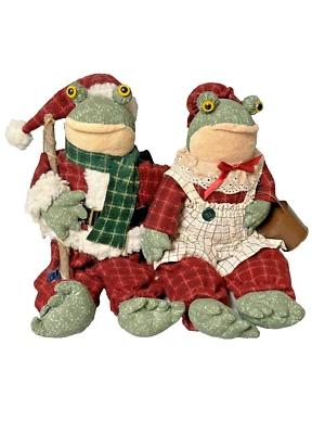 Par de Muñecas de Peluche Rana 15" Juego Pareja Pescador y Jardinero Raro Coleccionable Foto 1 de 4
