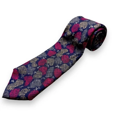 Enrico Coveri 男式复古丝绸礼服领带意大利制造抽象花卉 59" 3.5" — 第 1/4 张图片