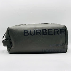 Burberry bolsa de cosméticos bolsa de cultura bolsa verde grande Horseferry hombre mujer EXCELENTE - Imagen 1 de 9