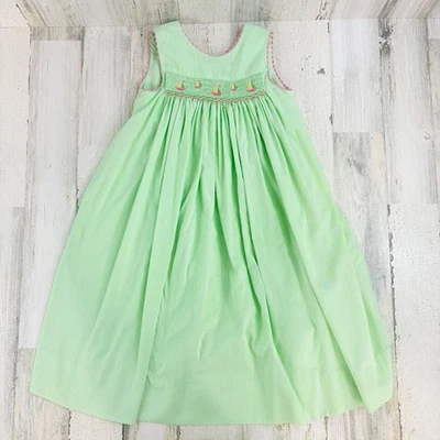 Amanda Remembered Size 6 Girls Green Sailboat Smocked Dress - Image 1 of 4