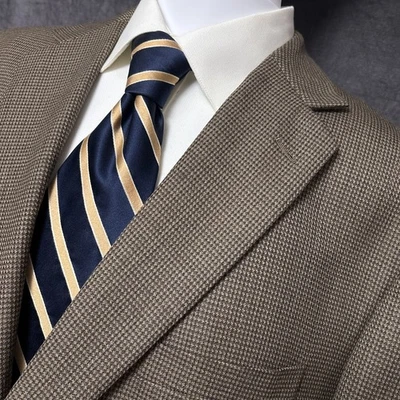 Abrigo Deportivo Joseph Feiss Dorado 46R Marrón Lana Cuadros Blazer Chaqueta Informal Clásico Foto 1 de 4