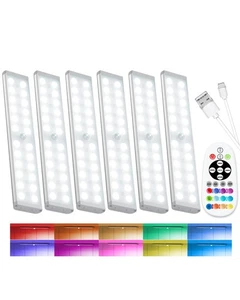 58-LED Motion Sensor Under Cabinet Lights Wireless, RGB Closet Light Night Li... - Picture 1 of 9