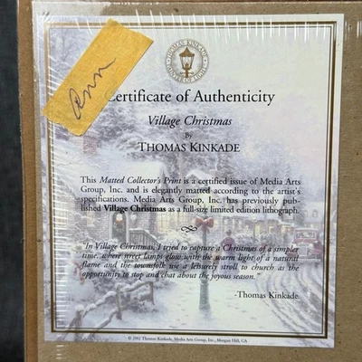 Thomas Kinkade Village Christmas Matted Collector's Print New Sealed COA - Image 1 of 4