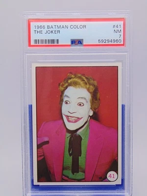 1966 Topps DC Batman Color Card #41 The Joker Cesar Romero PSA Graded NM 7 L@@K! - Image 1 of 4