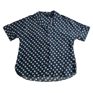 Camicia da campeggio Theory floreale Ikat seta Ralfinn donna P blu con bottoni manica corta - Foto 1 di 14