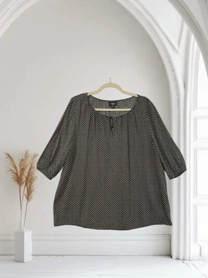 Mossimo Top Women’s Size XXL Black Multi Geo Print Tie Neck Summer Boho Peasant - Image 1 of 4