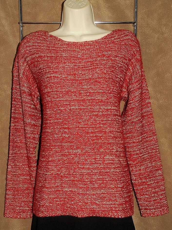 Antonio Melani ~ Red & Gold Metallic - Wool Blend - Warm & Cozy Sweater sz M - Image 1 of 1