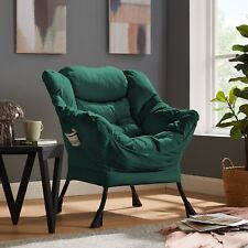 Green Velvet Cozy Armchair Occasional Accent Lounge Chair Comfy Living Room