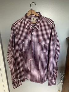 Timberland Men's Size XXL Shirt Long Sleeve Reg Fit Red Black Plaid Embroidered - Picture 1 of 10