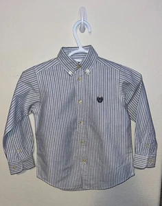 Chaps Button-Up Shirt Boys Size 5 Multicolor Striped Cotton Long Sleeve Casual - Picture 1 of 5