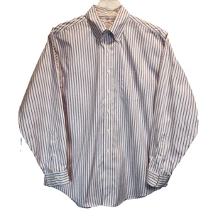 Brooks Brothers Non Iron Men's Dress Shirt Size L Button Down Stripe Blue Pink - Picture 1 of 8