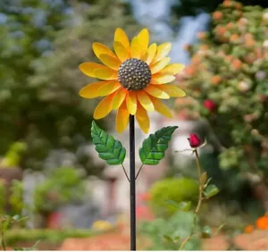 56' Metal Sunflower Wind Spinner Yard Garden Lawn Patio Decor with Stake - Picture 1 of 2