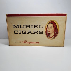 Vintage Muriel Magnum White Cardboard Empty Cigar Box 10 cents - Picture 1 of 6