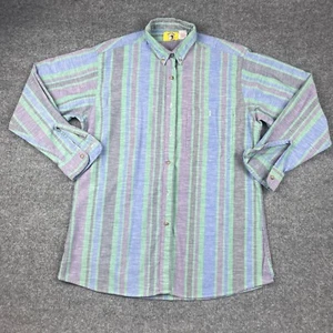 VintageDUCK HEAD Shirt Men's Large Striped Cotton Button Up USA Made Dress Shirt - Picture 1 of 7