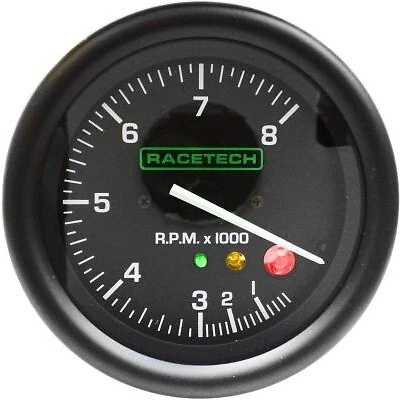 Racetech Shift Light Tachometer Rev Counter 80mm Stepper Motor 0-8Krpm 4/6/8Cyl - Image 1 of 2