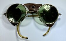 Vintage AO safety glasses with leather side shields. Steampunk goggles.