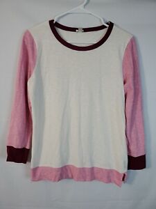 J. Pull femme CREW taille grand léger manches longues rose crème