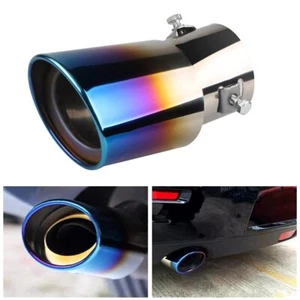 Universal Car Exhaust Pipe Tip Rear Tail Throat Muffler Round Stainless Steel  - Picture 1 of 10