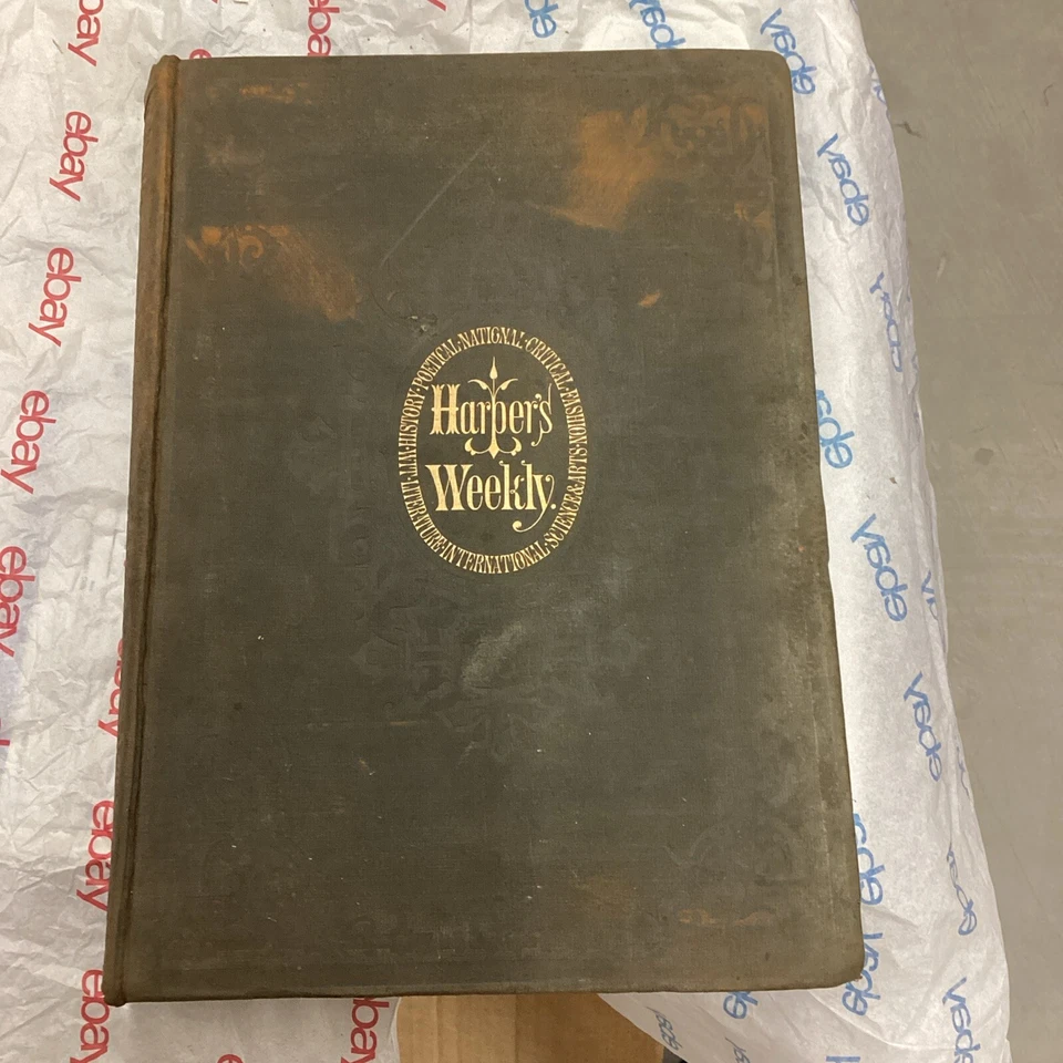 HARPER'S WEEKLY VOL.28  1884 LEATHER BOUND BOOK.  896 Pgs Entire Year. Free Ship - Image 1 of 4