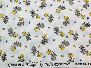 Aunt Grace in a Pickle Chatting Cats Judie Rothermel Cotton Fabric Marcus OOP FQ - Picture 1 of 2
