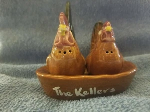 Vintage Ceramic Chickens In Nest Salt & Pepper Shakers - The Kellers - Picture 1 of 7