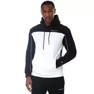 Men's Champion Pull over  Hoody in Black white  - Picture 1 of 4