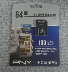 PNY 64 GB MicroSDXC Flash Card Elite NEW Sealed Package - Picture 1 of 2