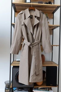 Vintage Trench Coat Size 42 Hart Schaffner & Marx Cotton Poly With Wool Lining - Picture 1 of 20