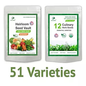 Heirloom Vegetable Seeds and Herb Seeds 51 Varieties - Over 23,000 Seeds - Picture 1 of 12