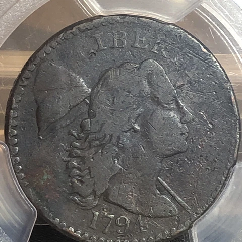 1794 Liberty Cap Large Cent 1C Coin - Certified PCGS  Fine Details Genuine Cover
