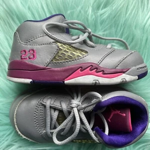 Air Jordan 5 Retro 2013 High top Sneakers Gray Flash 440890-009 Toddler Sz 6C - Picture 1 of 4