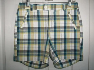Dockers Collection Damengröße 4 Lieblings-Passform grün blau hellbraun weiß karierte Shorts - Bild 1 von 5