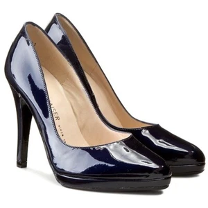 Peter Kaiser - Herdi Dark Navy Patent Leather Heeled Elegant Court Shoes - Picture 1 of 7