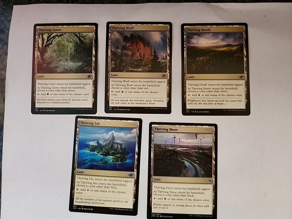 Set 5 Jumpstart Thriving Dual Lands *NM* Magic MTG Grove Moor Heath Isle Bluff - Image 1 of 1