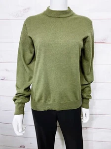Toscano Womens Mock Neck Sweater Size M Green Long Sleeve 100% Merino Wool - Picture 1 of 6