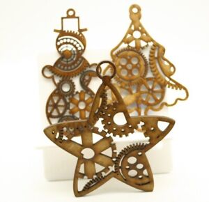 Steampunk /Cogs Christmas Baubles Tree Decoration MDF Craft Blank Varied QTY