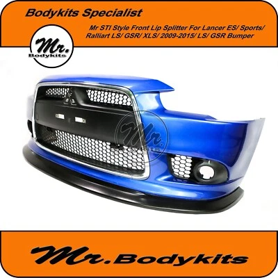 STI style Plastic Front bumper splitter lip for Mitsubishi Lancer CJ 2009-2015 - image 1 of 4