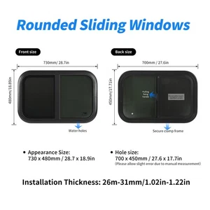 *for 26‑31mm Wall Thickness Horizontal Sliding RV Window 27.6 X 17.7in Black UV - Photo 1 sur 12