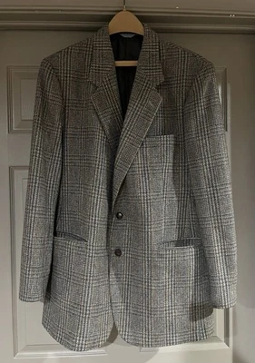 Blazer/abrigo deportivo/chaqueta de traje vintage Oakton gris azul marrón tweed mezcla de lana Foto 1 de 4