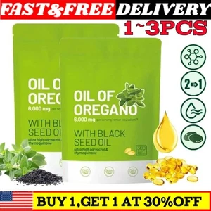 Aceite de cápsulas blandas de orégano, 6000 mg aceite de orégano con 200 mg cápsulas de aceite de semilla negra- - Imagen 1 de 9