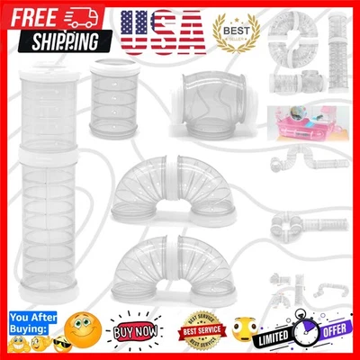 Pacote com 8 túneis interativos de hamster - Tubos conectáveis resistentes para animais de estimação pequenos - Imagem 1 de 4