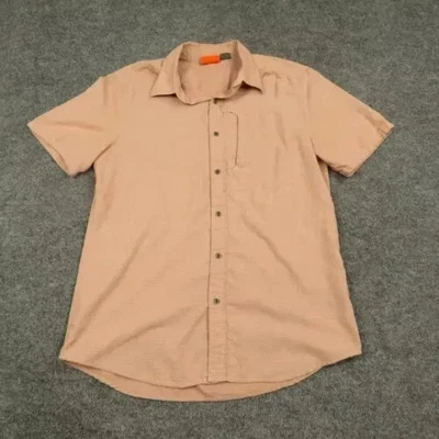 Merrell Shirt Mens Medium Salmon Cotton Zip Pocket Short Sleeve Button Up - Image 1 of 4