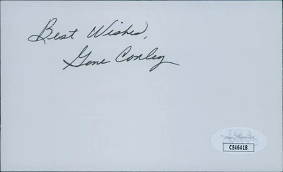 Gene Conley Milwaukee Braves Signed 3x5 Index Card JSA Authenticated - Image 1 of 2