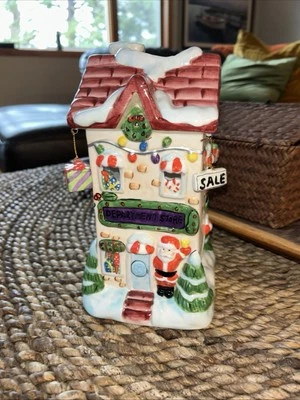 Elements Santa Christmas Department Store Tea Light Ceramic Candle Holder   - Image 1 of 4