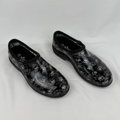 Sloggers Black & White Paw Print Waterproof Garden Clogs Women’s Sz 11 USA - Image 1 of 4