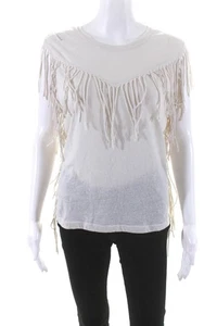 IRO Jeans Womens Sleeveless Fringe Detailed Tank Top Camisole Beige Size S - Picture 1 of 6