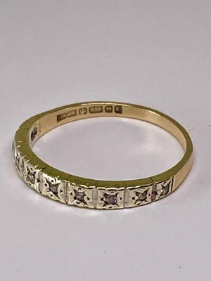  Anillo de boda Art Deco oro 9k dos tonos diamantes Herbert Bushell & Son talla 7,5  Foto 1 de 4