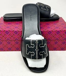 Sandalias Tory Burch Doble T Deportivas Deslizables Perfectas Azul Marino/Dorado Talla 9 Nuevas en Caja - Imagen 1 de 14