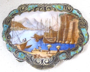 P. Fallaci Italy 800 Silver Maritime Enamel Compact Case Box - Picture 1 of 5