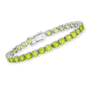 Natural Peridot Gemstone Solid 925 Sterling Silver Tennis Bracelet #2CA - Picture 1 of 3